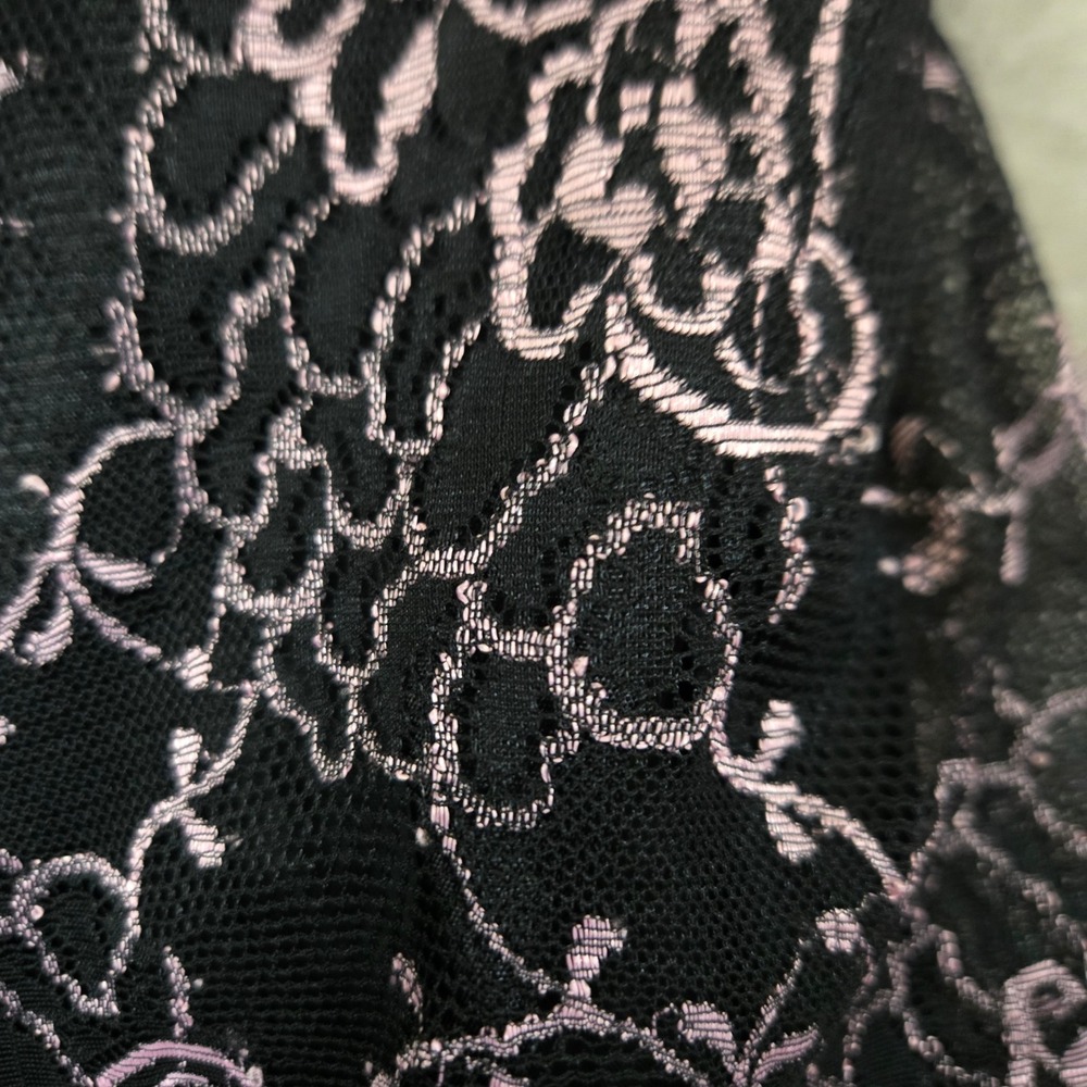 Dessy Collection‎ Black Pink Lace Strapless Prom Dress 10 Fairy Goth Y2K Sheer - Picture 4 of 13